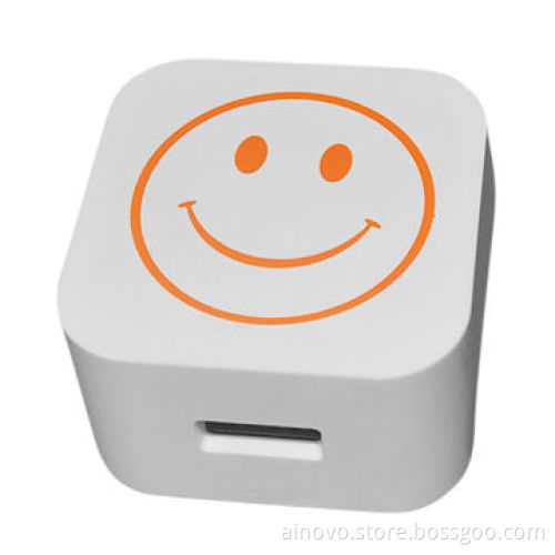 Travel Adapter Plug for iPhone, Mobile Phone, Smiling Face Print, 100V-240V AC, 5V DC/1A